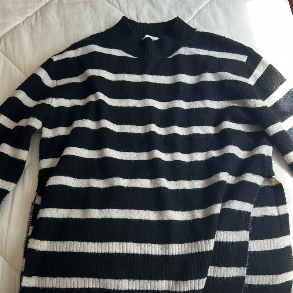 Black and White Striped Maternity Sweater (size small)